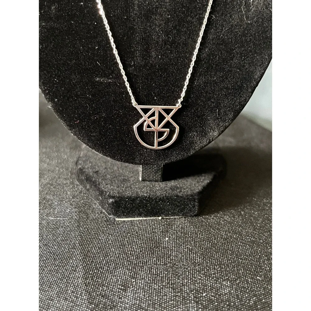 Silver Tone Geometric Necklace Pendant STACY Designer Fashion‎ Jewelry Women's